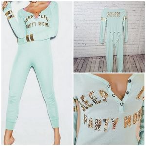 Vs Pink thermal sexy onsie long janes pajama XS